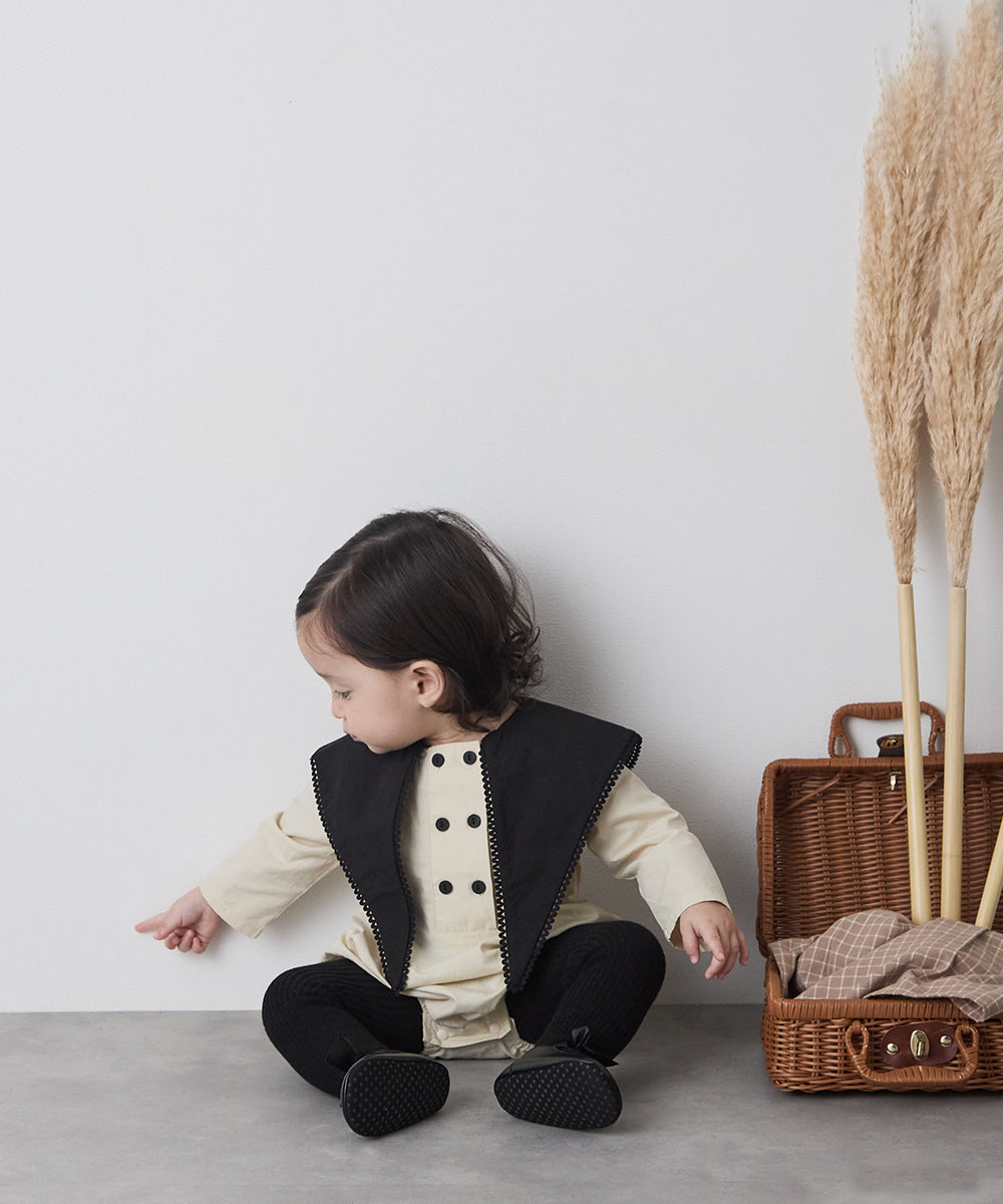 【リンクコーデ】配色ビックカラーベビーロンパース