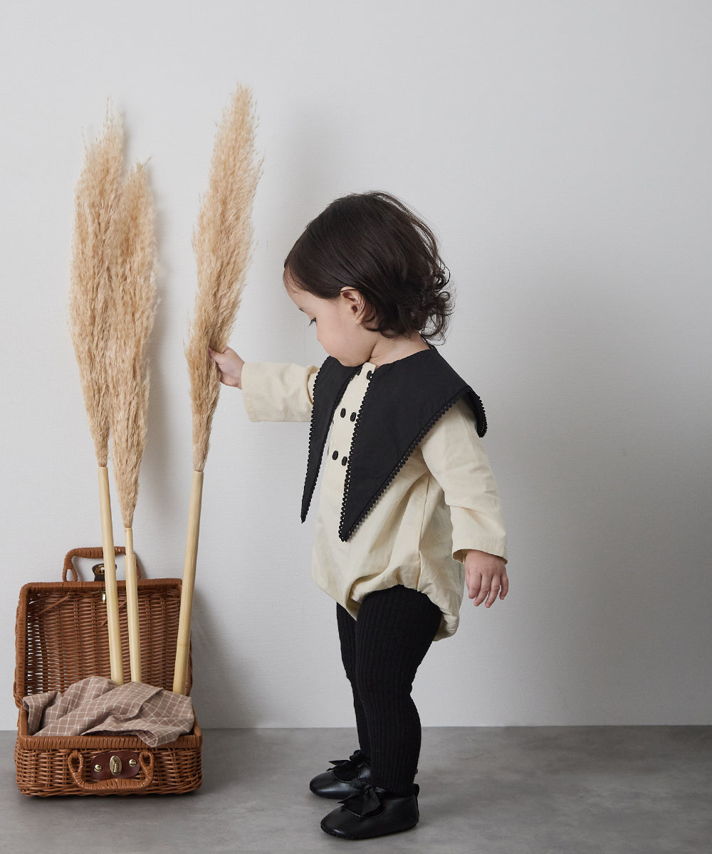 【リンクコーデ】配色ビックカラーベビーロンパース