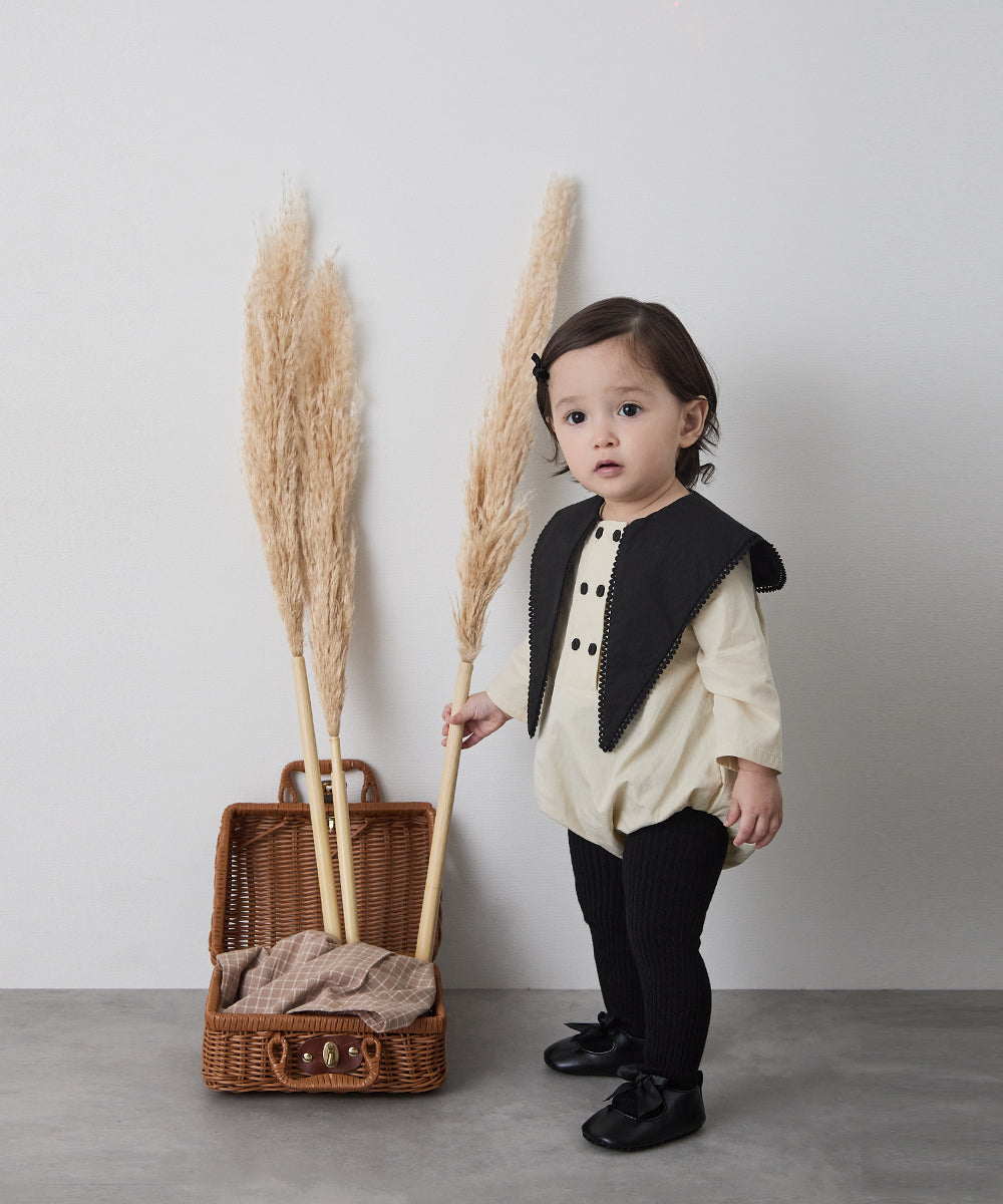 【リンクコーデ】配色ビックカラーベビーロンパース