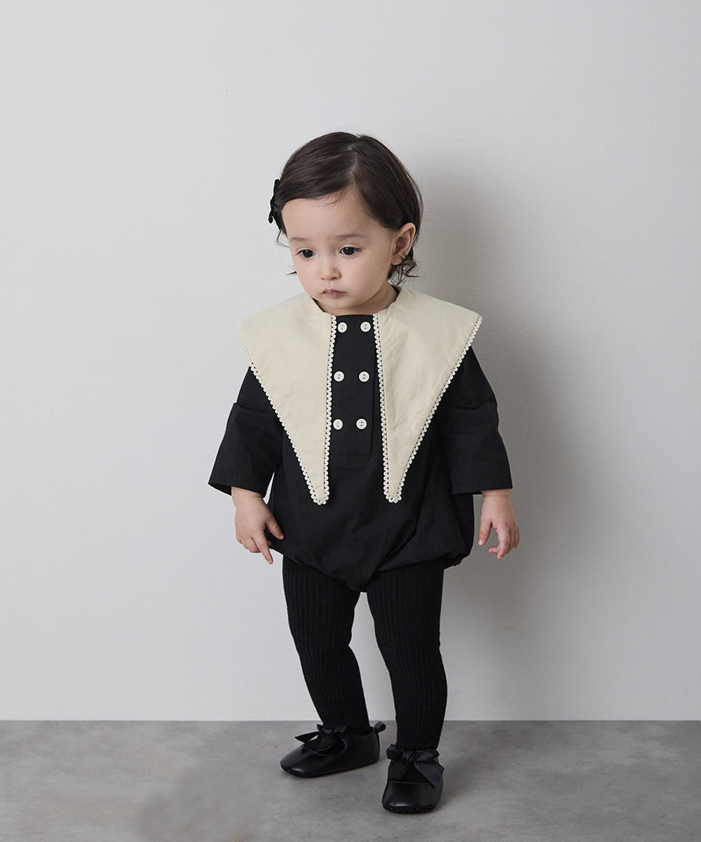 【リンクコーデ】配色ビックカラーベビーロンパース