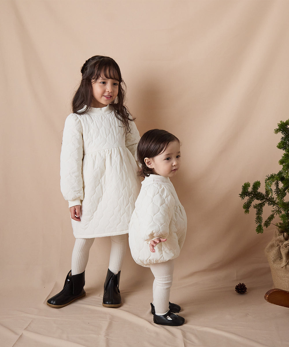 【リンクコーデ】キルティングベビーロンパース