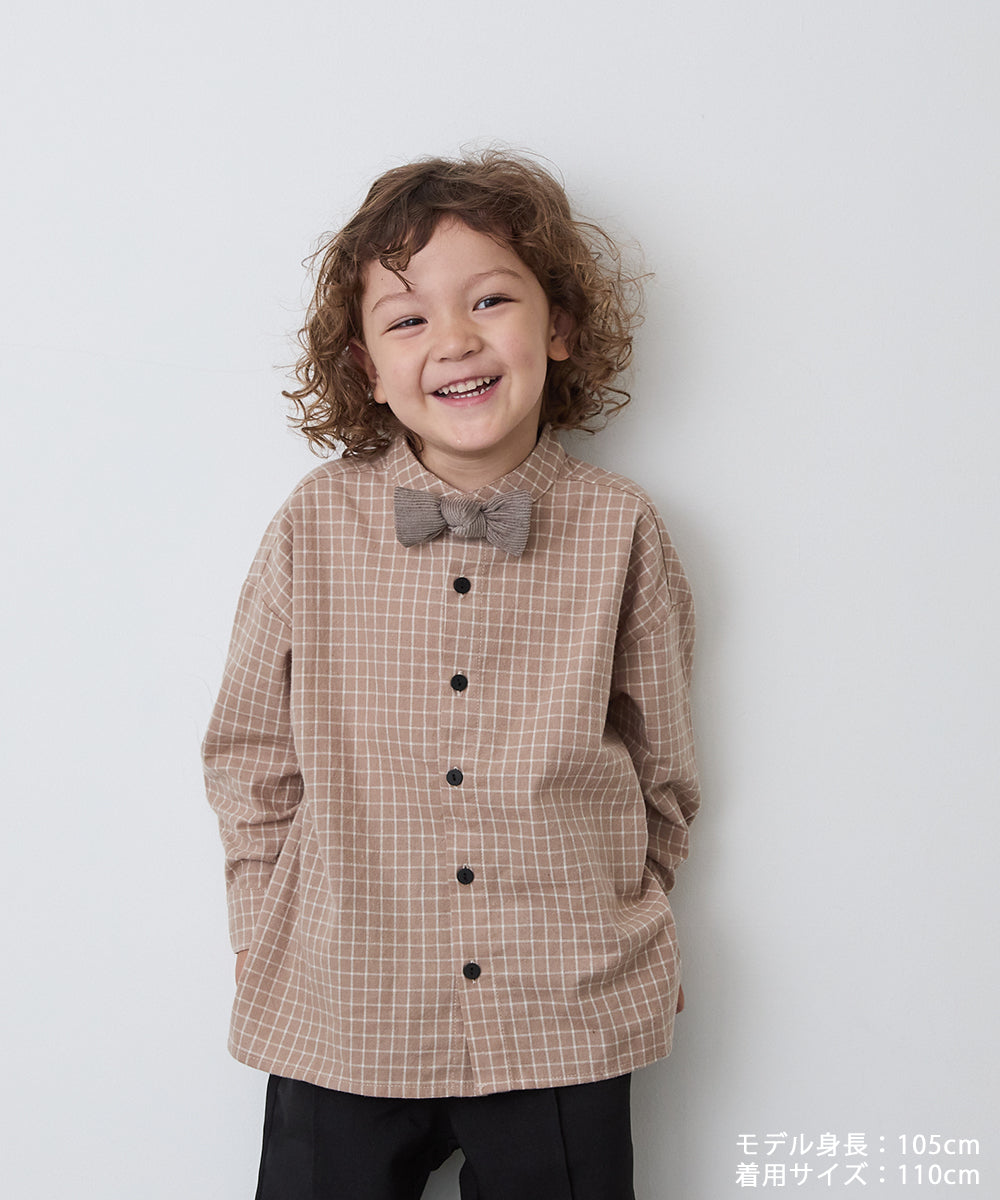 選べる2柄フランネルバンドカラーシャツ(ボタン取り外し対応)