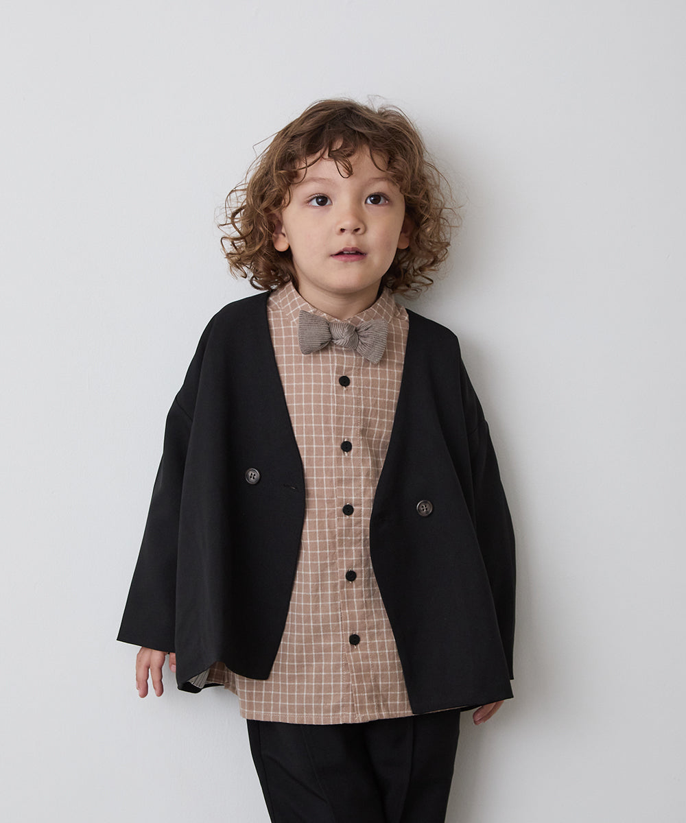 選べる2柄フランネルバンドカラーシャツ(ボタン取り外し対応)