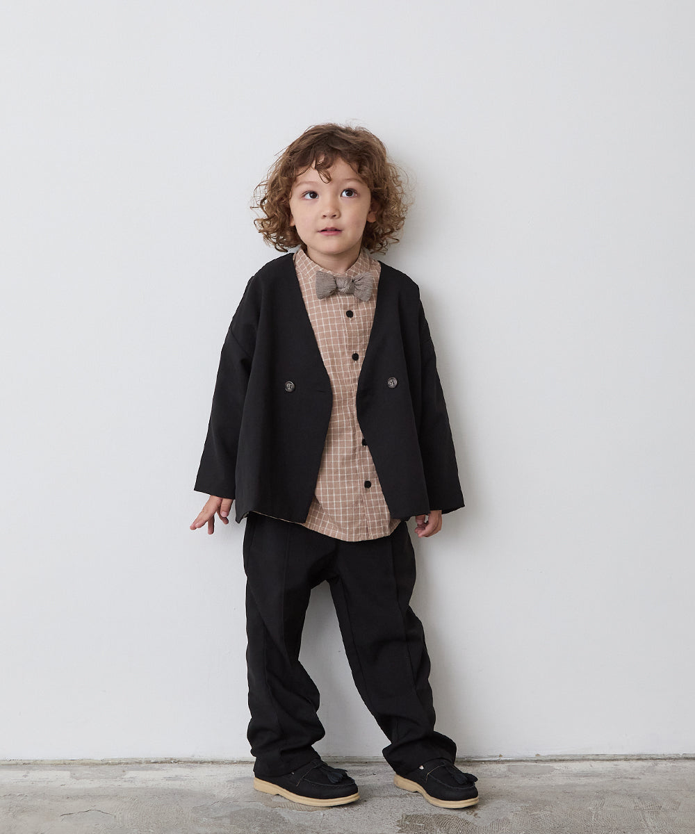 選べる2柄フランネルバンドカラーシャツ(ボタン取り外し対応)