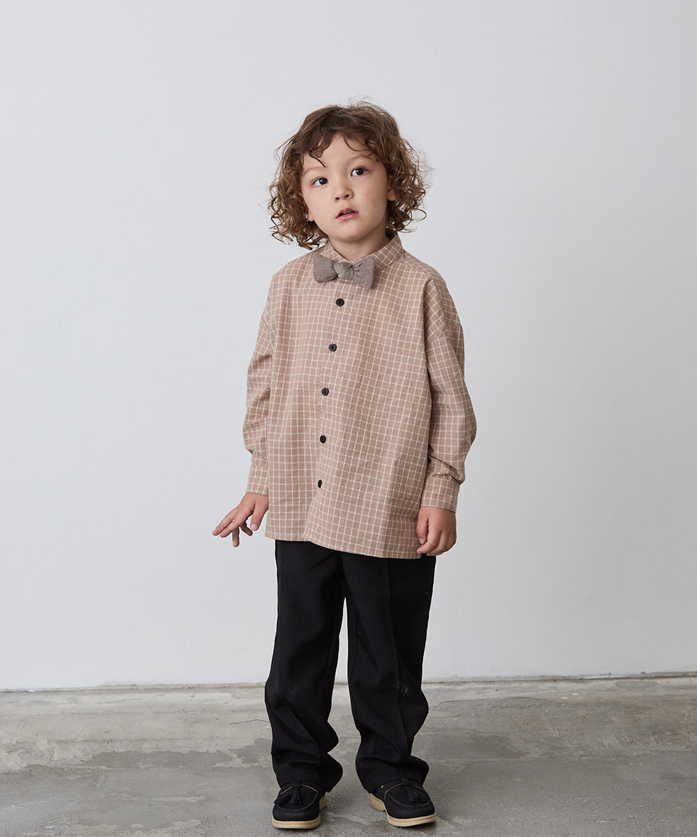 選べる2柄フランネルバンドカラーシャツ(ボタン取り外し対応)