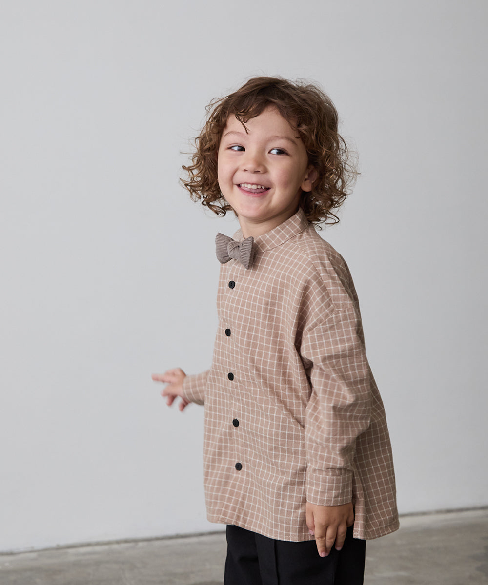 選べる2柄フランネルバンドカラーシャツ(ボタン取り外し対応)