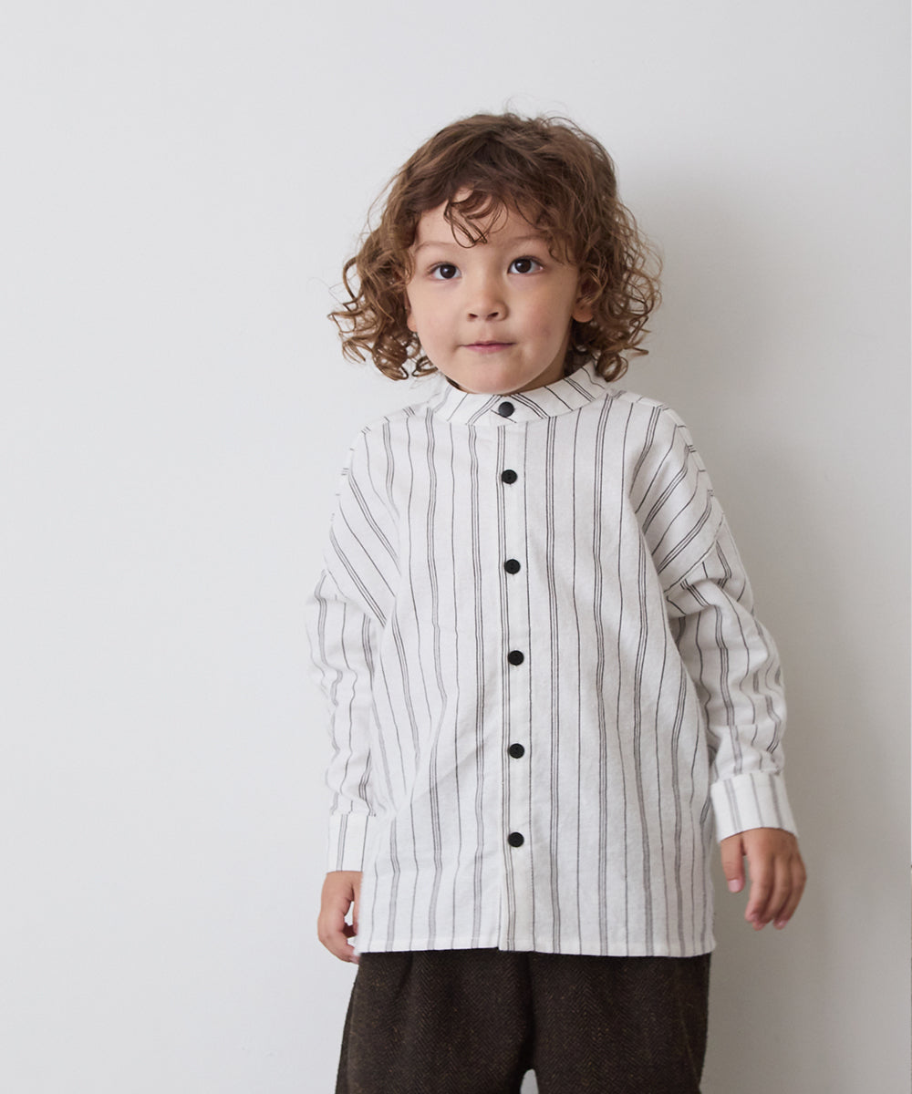 選べる2柄フランネルバンドカラーシャツ(ボタン取り外し対応)