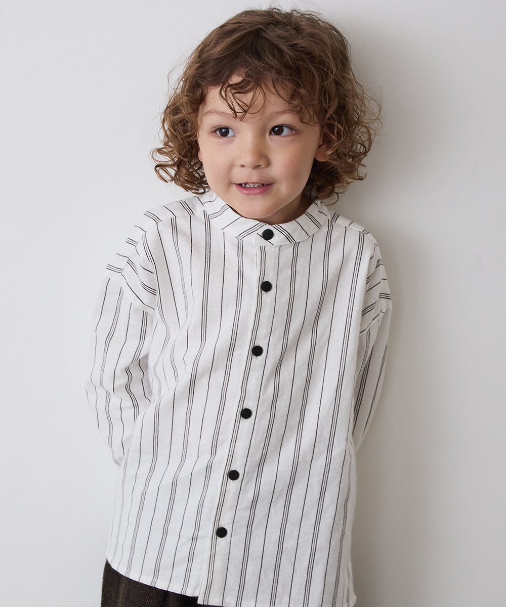 選べる2柄フランネルバンドカラーシャツ(ボタン取り外し対応)