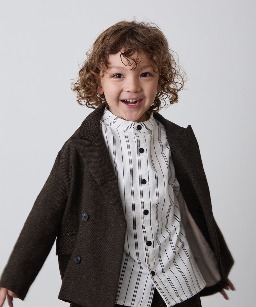 選べる2柄フランネルバンドカラーシャツ(ボタン取り外し対応)