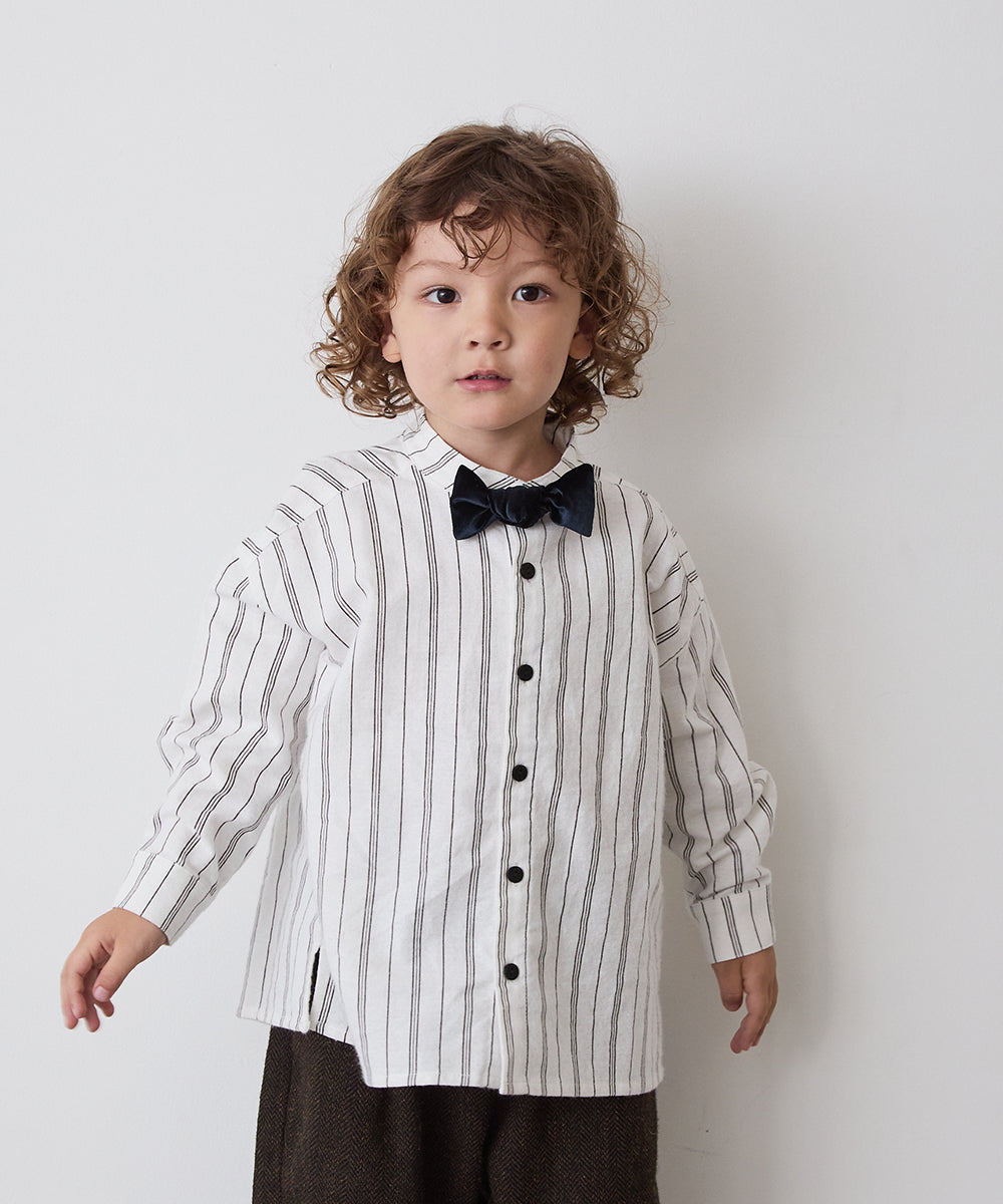 選べる2柄フランネルバンドカラーシャツ(ボタン取り外し対応)