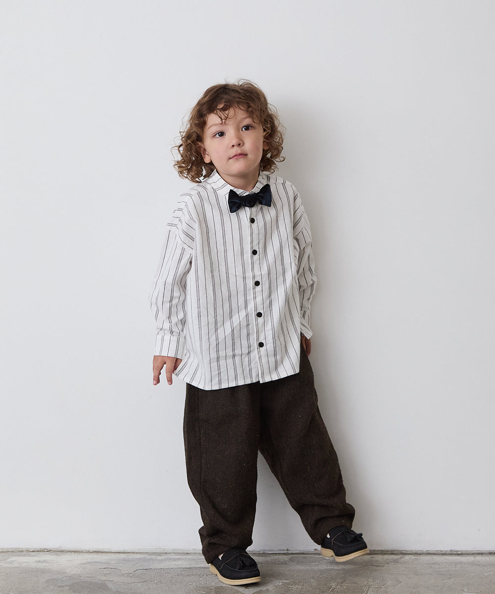 選べる2柄フランネルバンドカラーシャツ(ボタン取り外し対応)