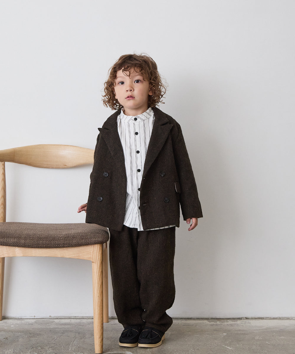 選べる2柄フランネルバンドカラーシャツ(ボタン取り外し対応)