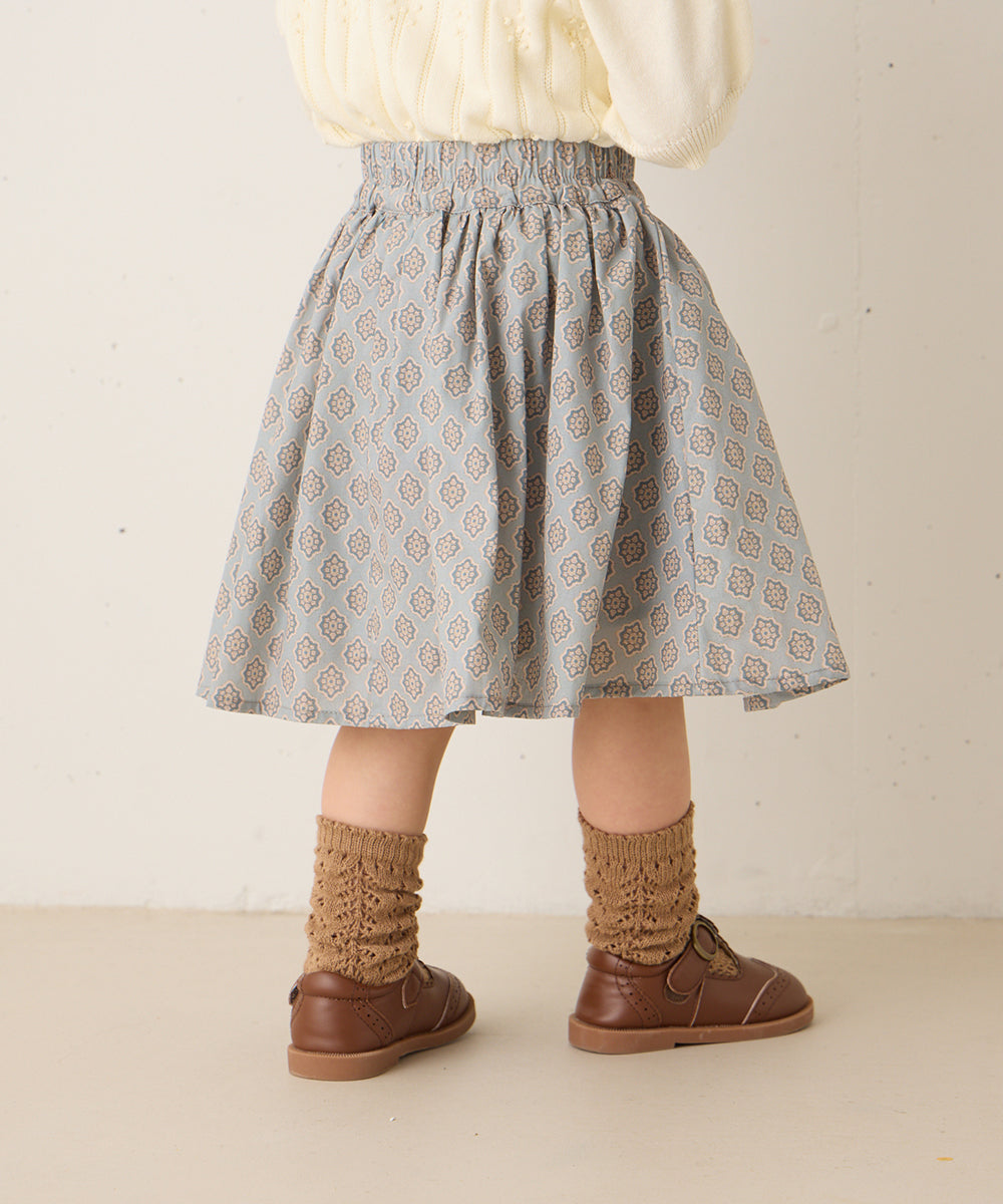 パイピングポケットエスニック柄スカート