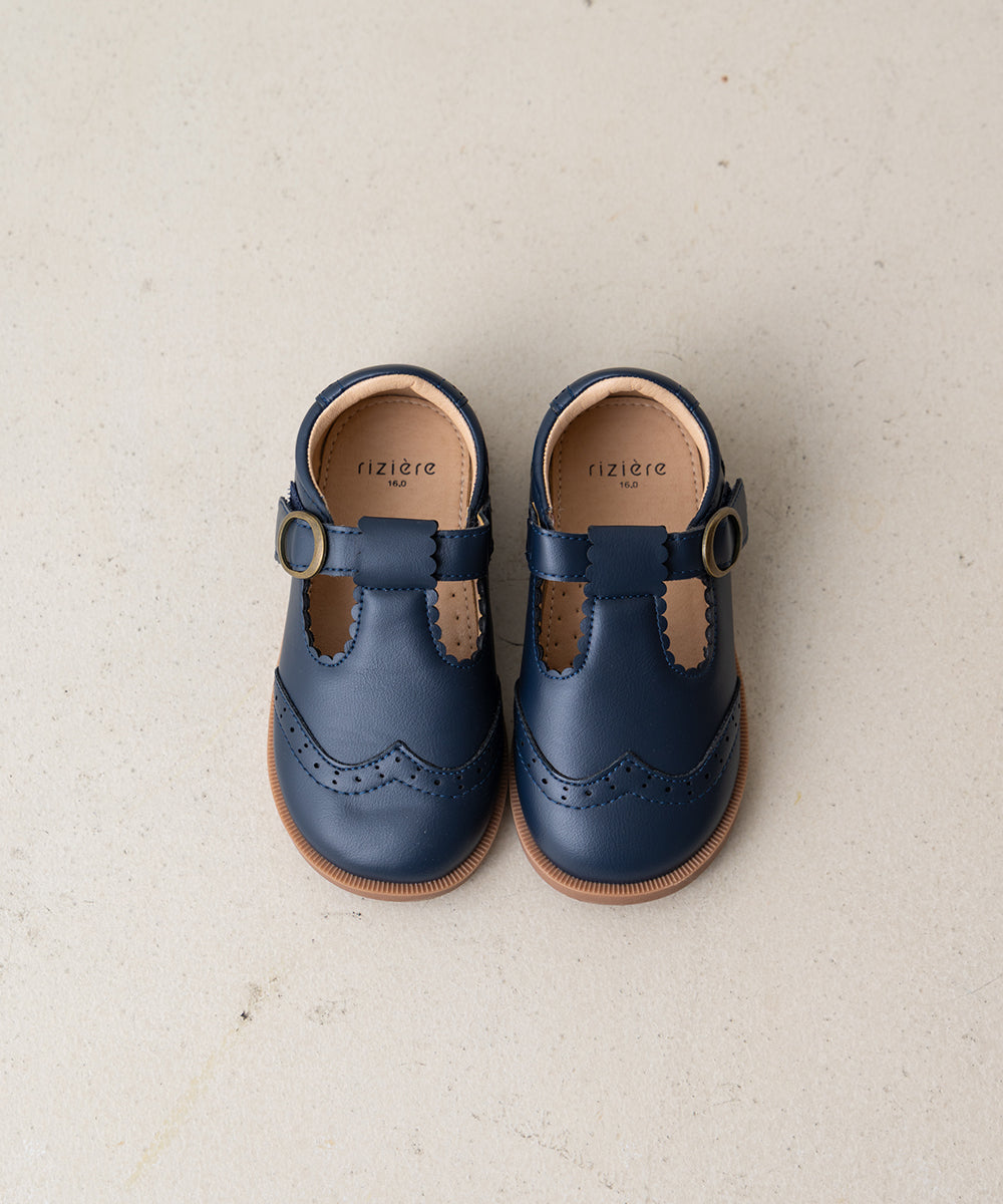 ウィングチップラウンドトゥシューズ (NAVY)