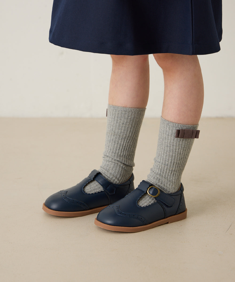 ウィングチップラウンドトゥシューズ (NAVY)
