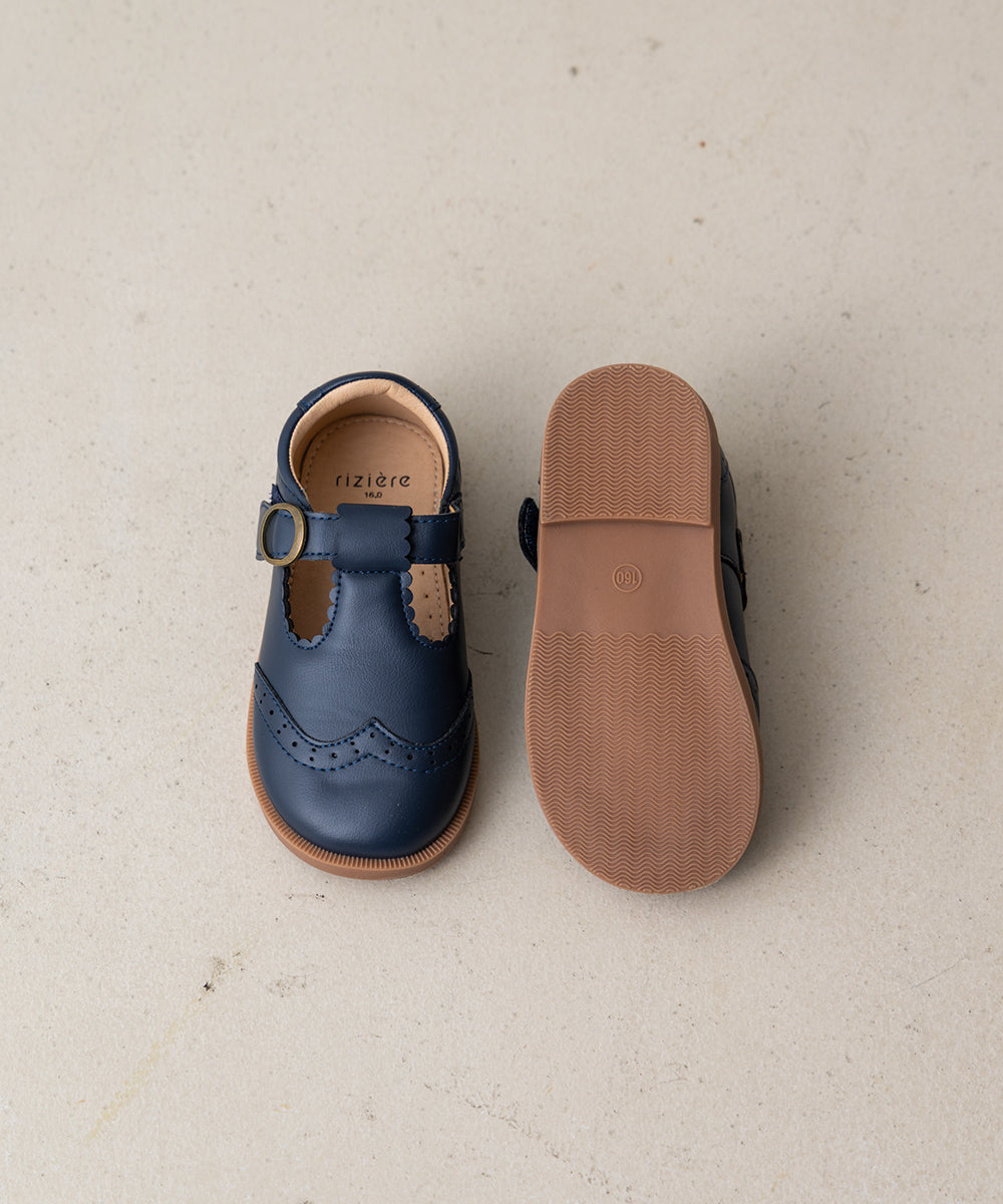 ウィングチップラウンドトゥシューズ (NAVY)