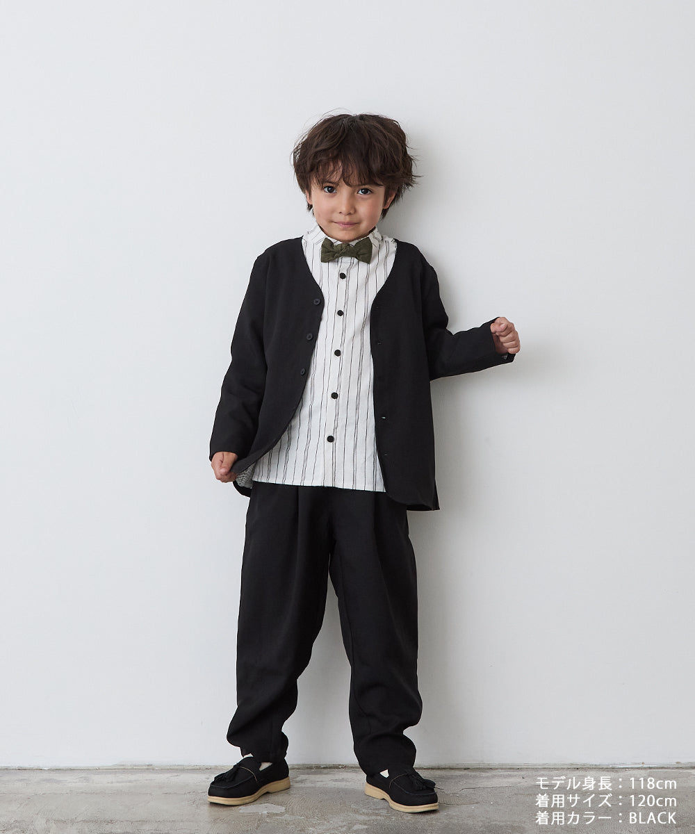 シングルノーカラージャケットセットアップ(裏地チェック)