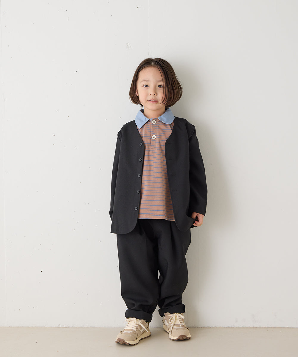 シングルノーカラージャケットセットアップ(裏地チェック)