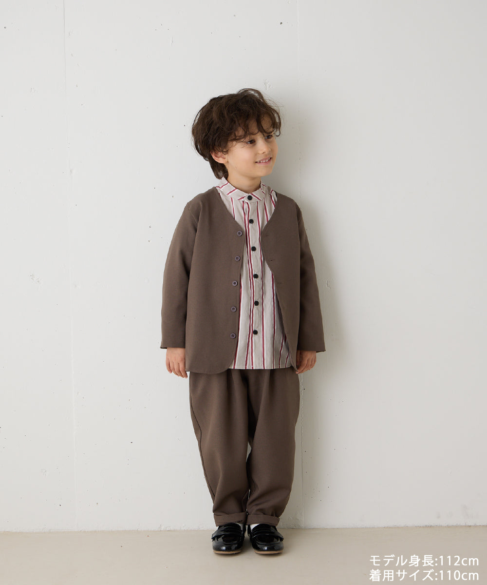 シングルノーカラージャケットセットアップ(裏地チェック)