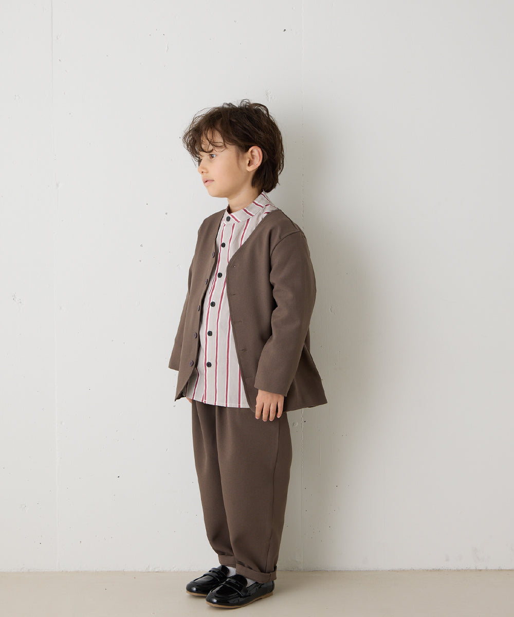 シングルノーカラージャケットセットアップ(裏地チェック)