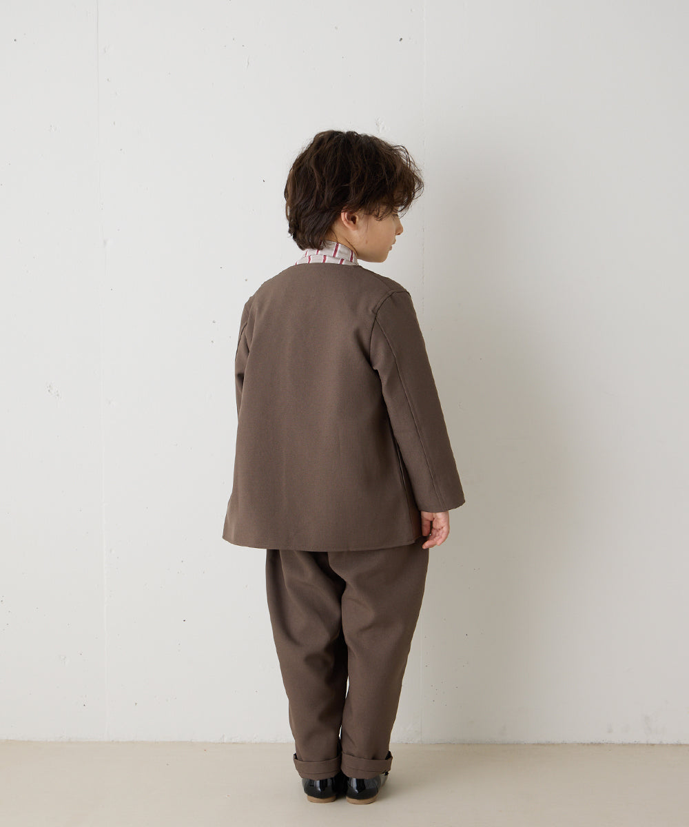 シングルノーカラージャケットセットアップ(裏地チェック)