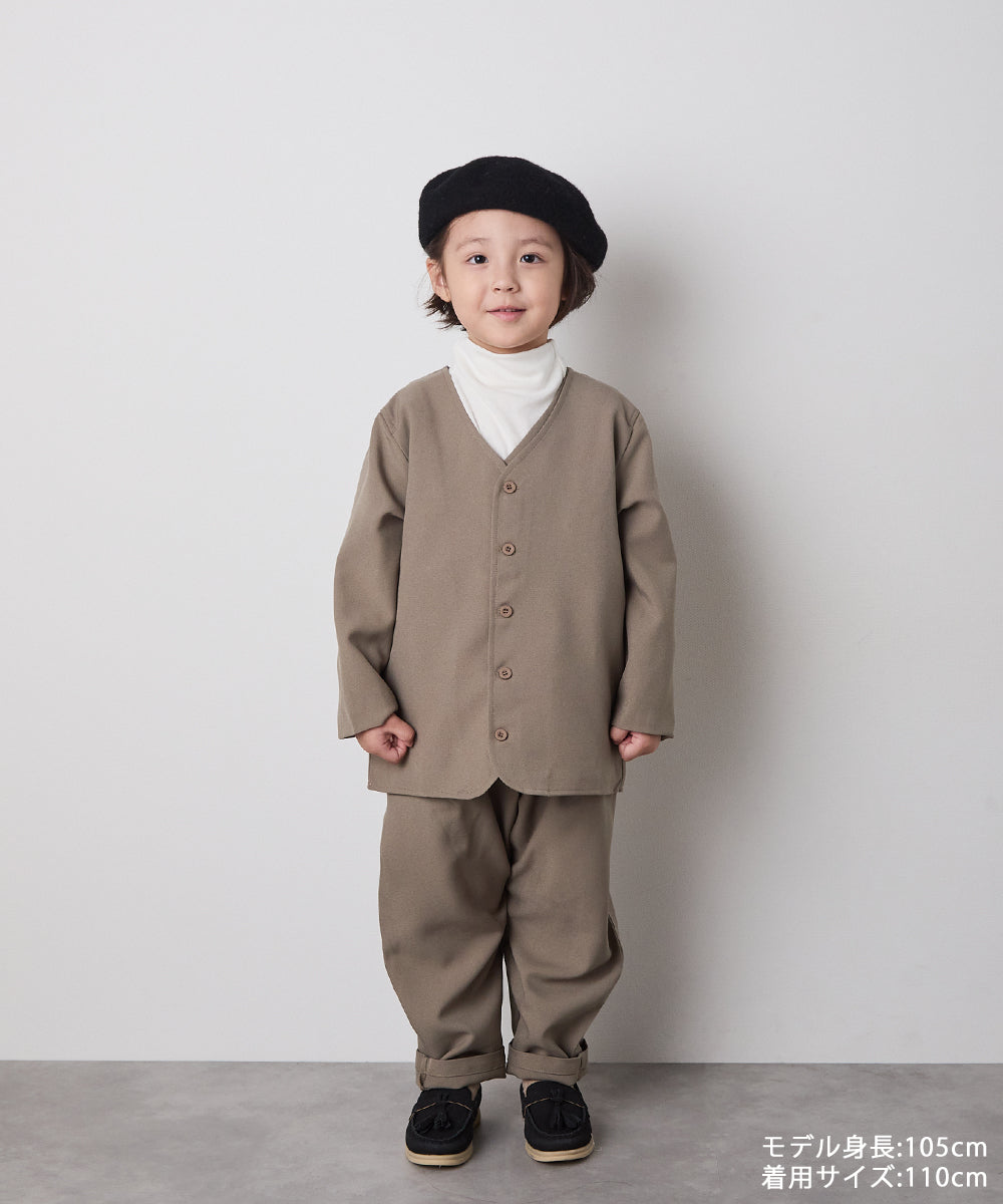 シングルノーカラージャケットセットアップ(裏地チェック)