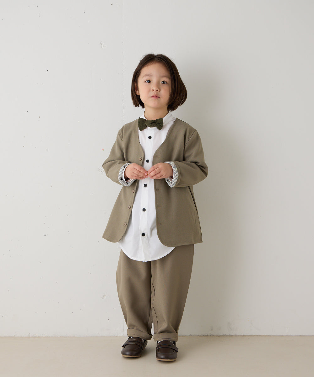 シングルノーカラージャケットセットアップ(裏地チェック)