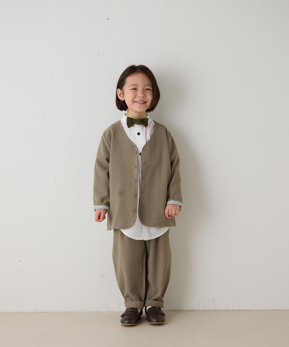 シングルノーカラージャケットセットアップ(裏地チェック)