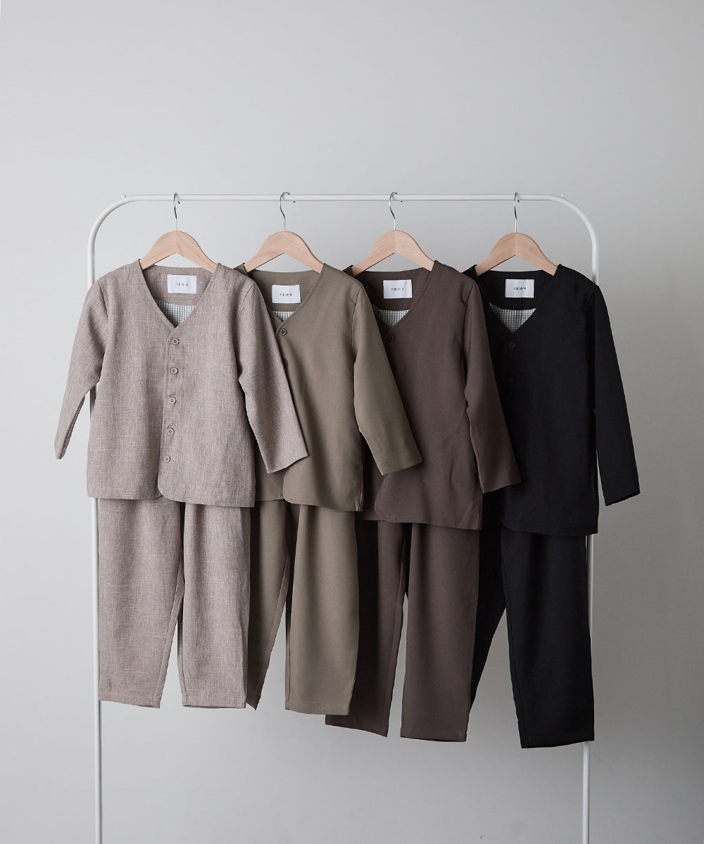 シングルノーカラージャケットセットアップ(裏地チェック)