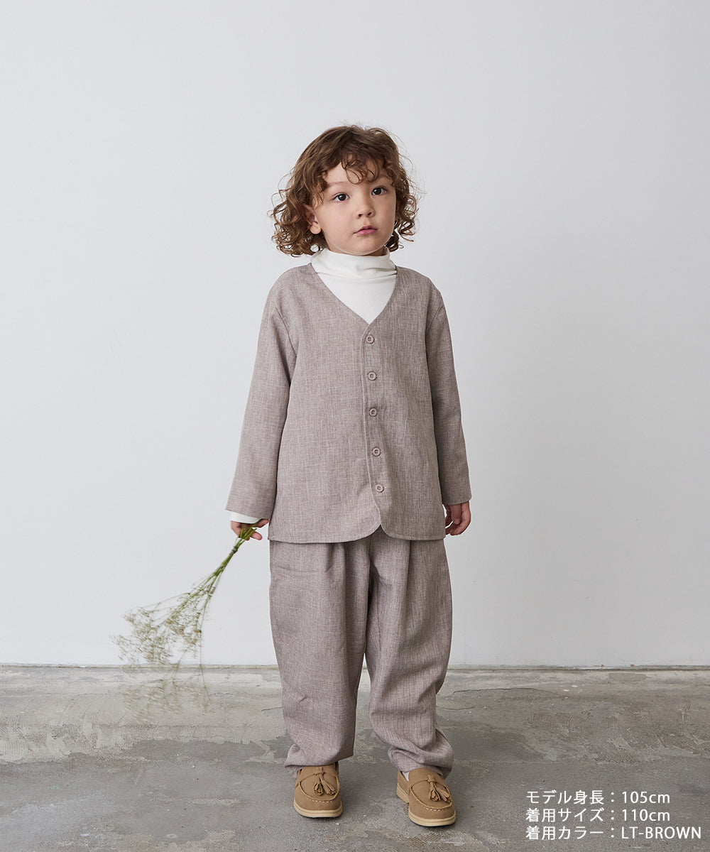 シングルノーカラージャケットセットアップ(裏地チェック)