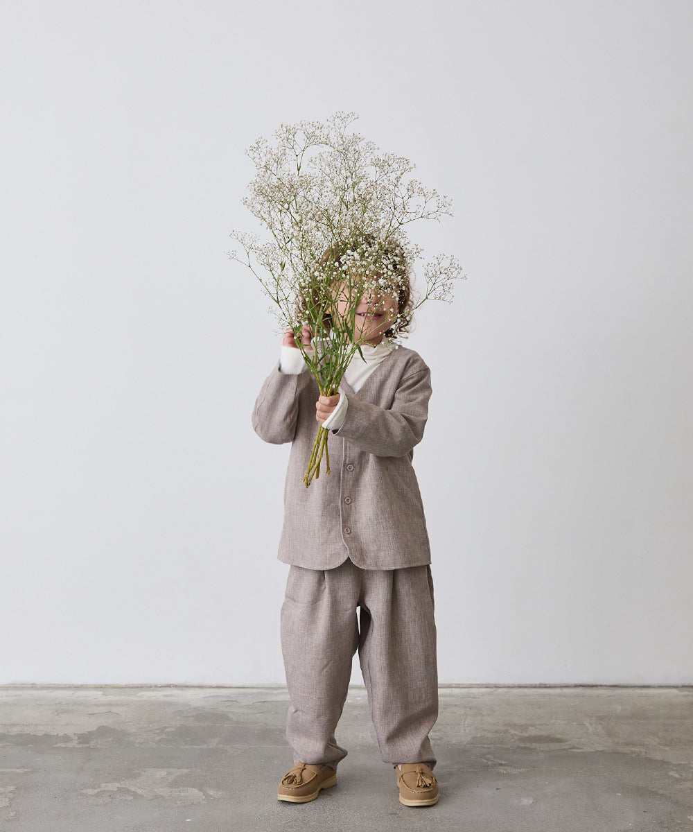 シングルノーカラージャケットセットアップ(裏地チェック)