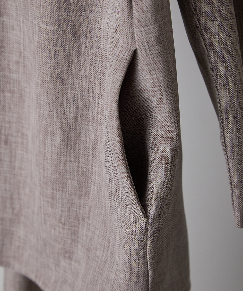 シングルノーカラージャケットセットアップ(裏地チェック)