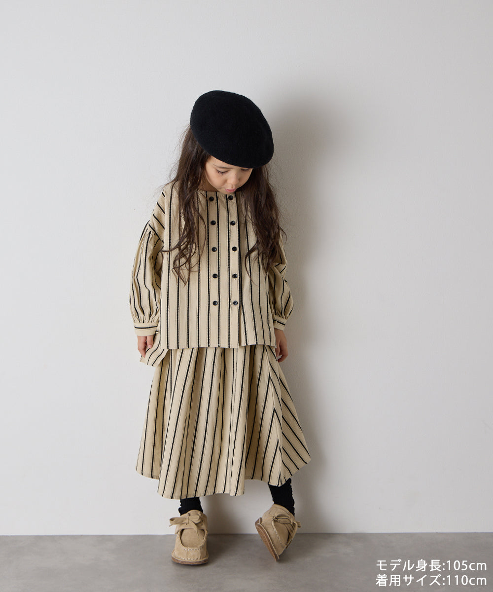 【リンクコーデ】ガールズランダムストライプセットアップ