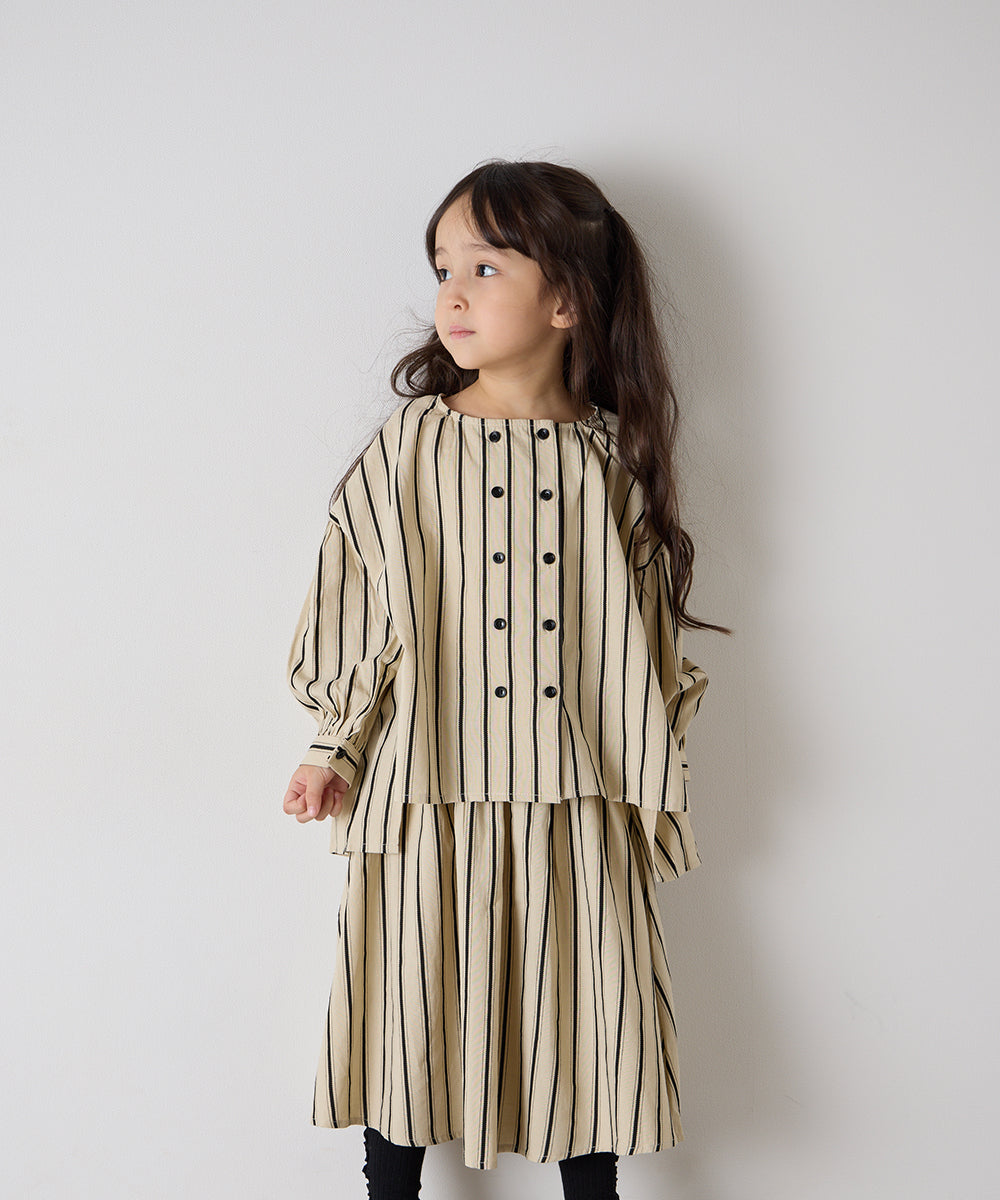 【リンクコーデ】ガールズランダムストライプセットアップ