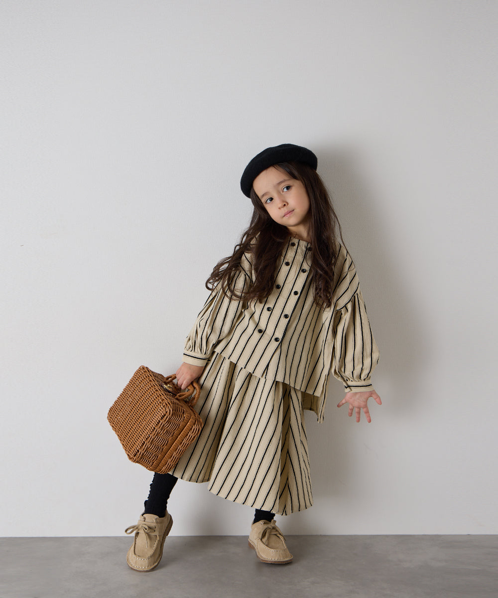 【リンクコーデ】ガールズランダムストライプセットアップ