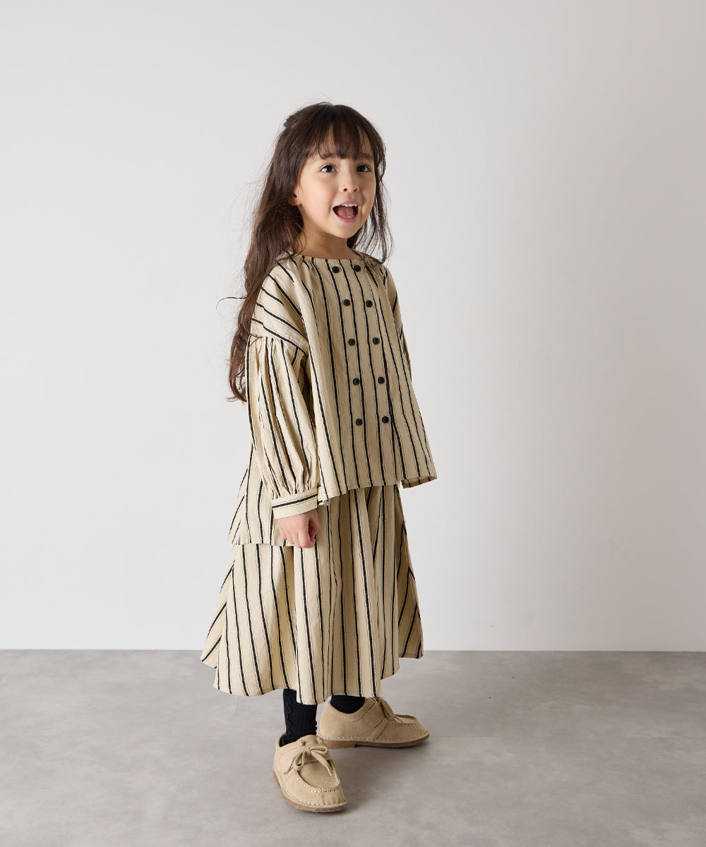 【リンクコーデ】ガールズランダムストライプセットアップ
