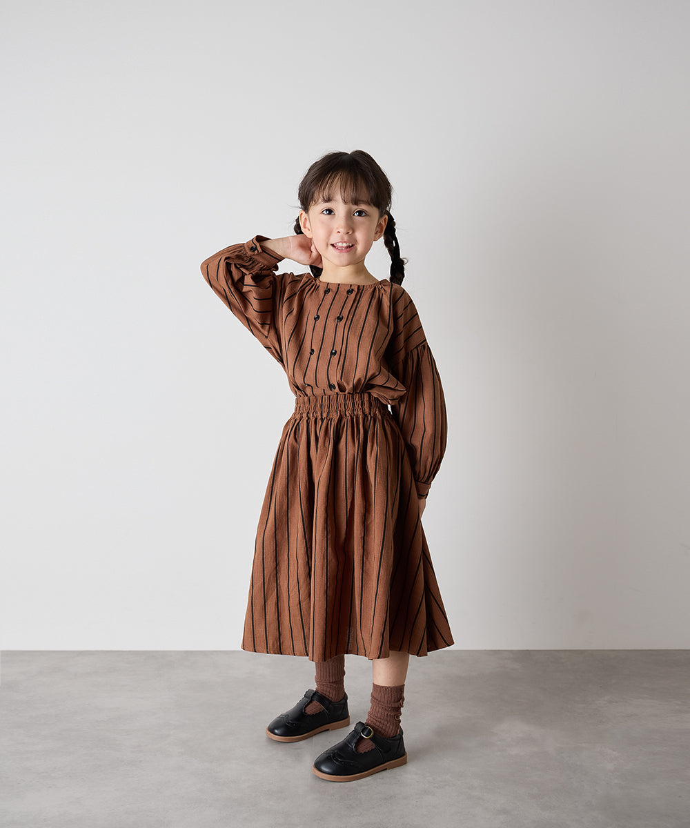 【リンクコーデ】ガールズランダムストライプセットアップ