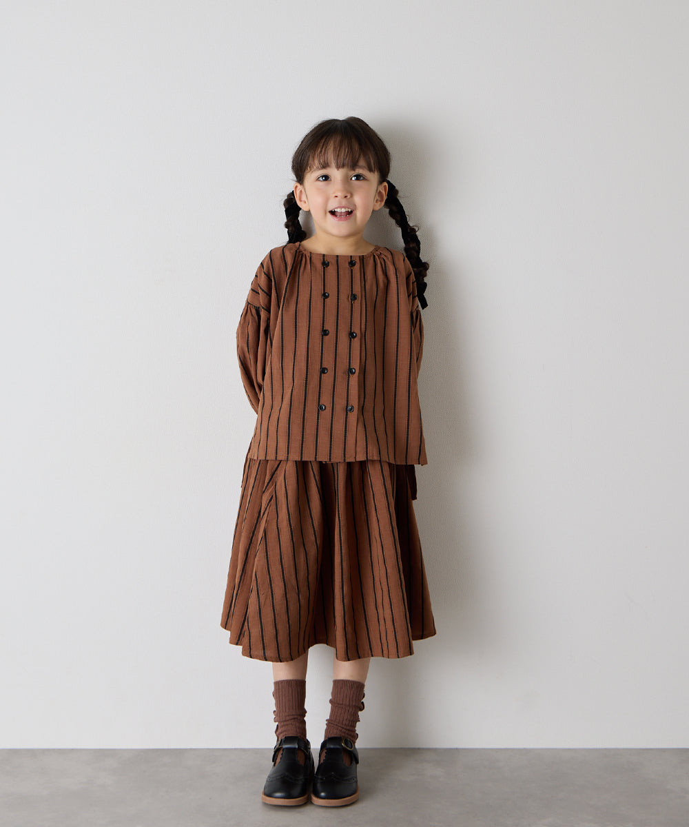 【リンクコーデ】ガールズランダムストライプセットアップ