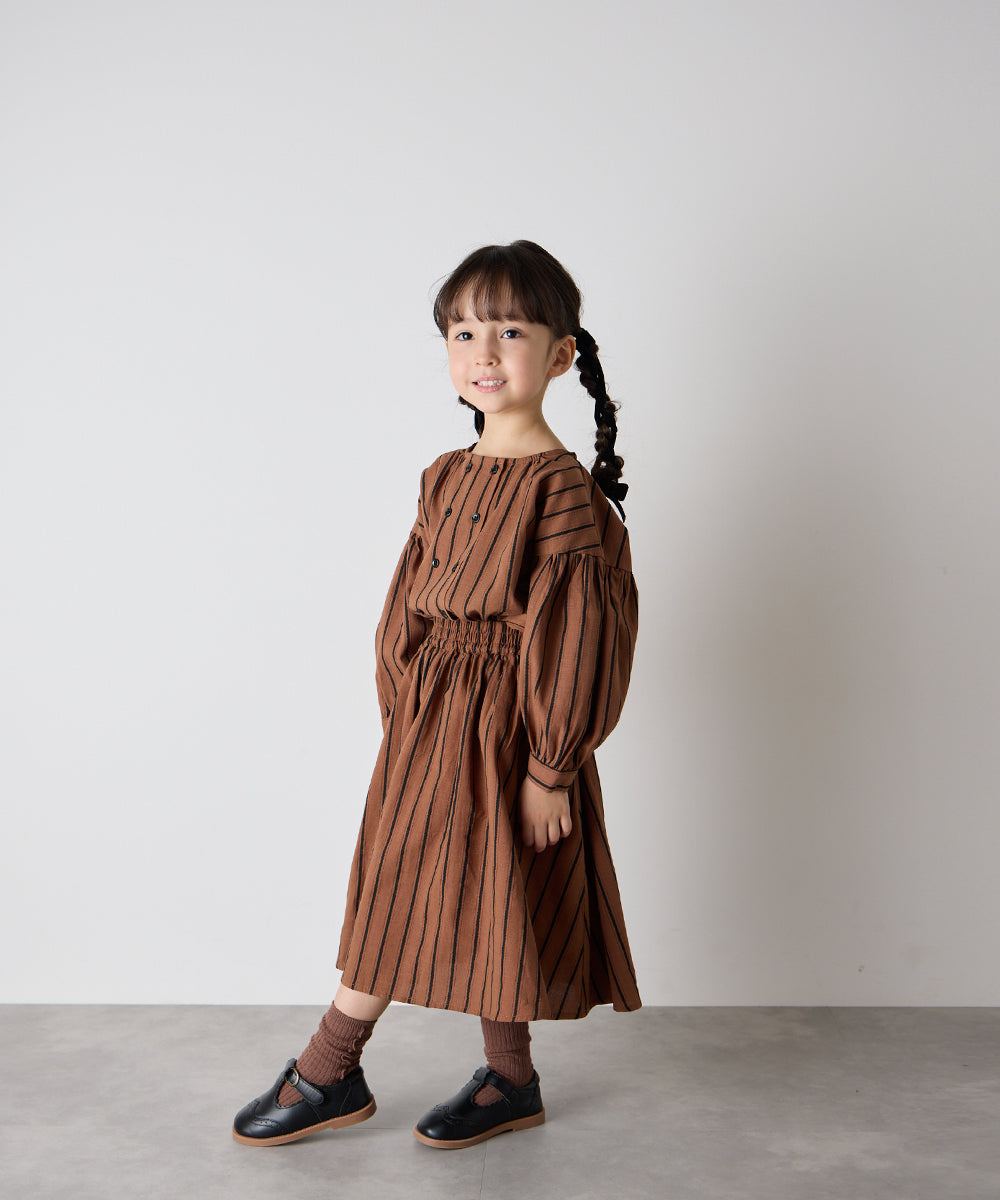 【リンクコーデ】ガールズランダムストライプセットアップ