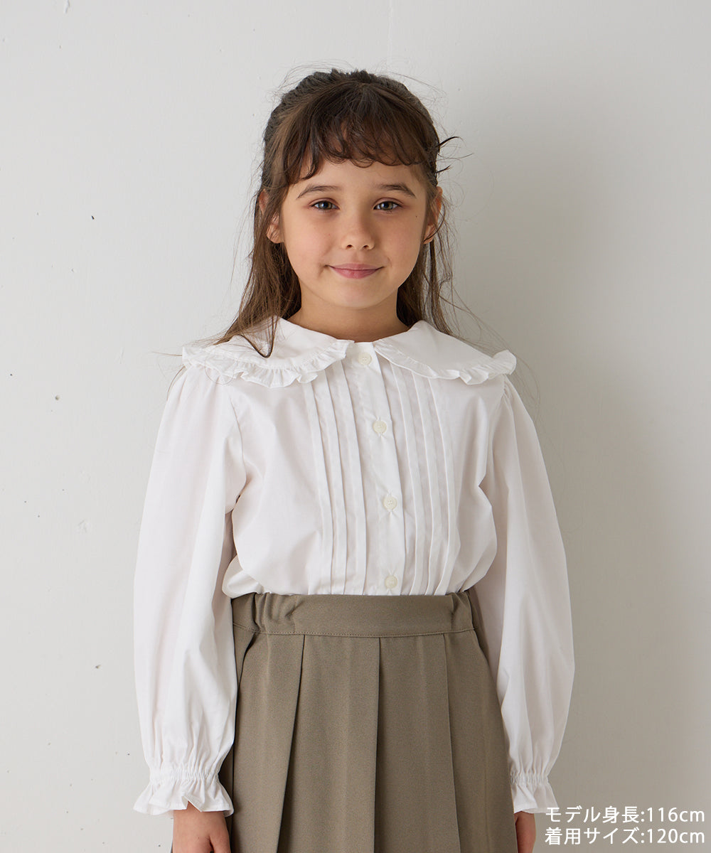 ピンタックフリルカラーブラウス