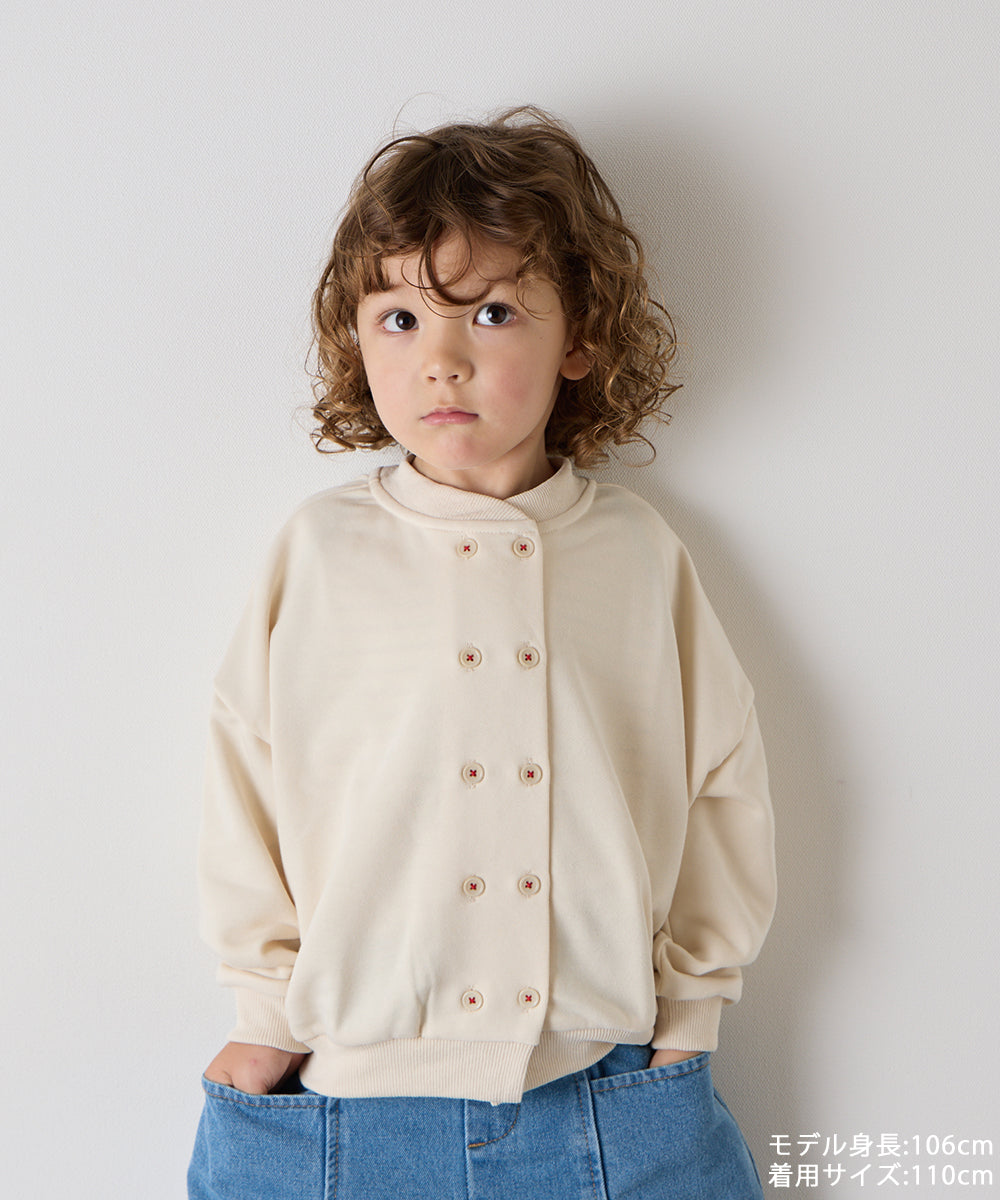 前後2way配色ボタン糸カーディガン
