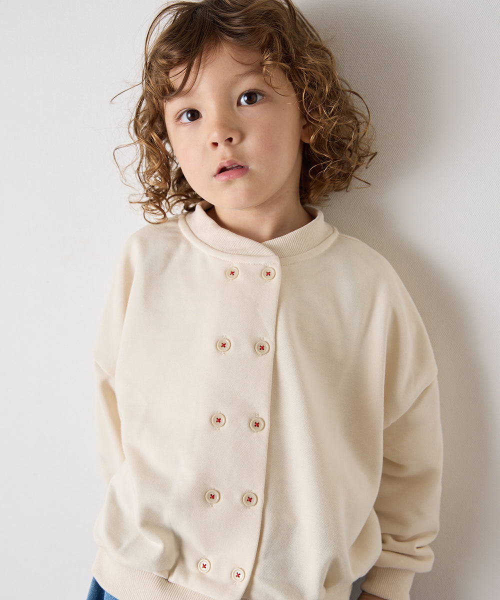 前後2way配色ボタン糸カーディガン