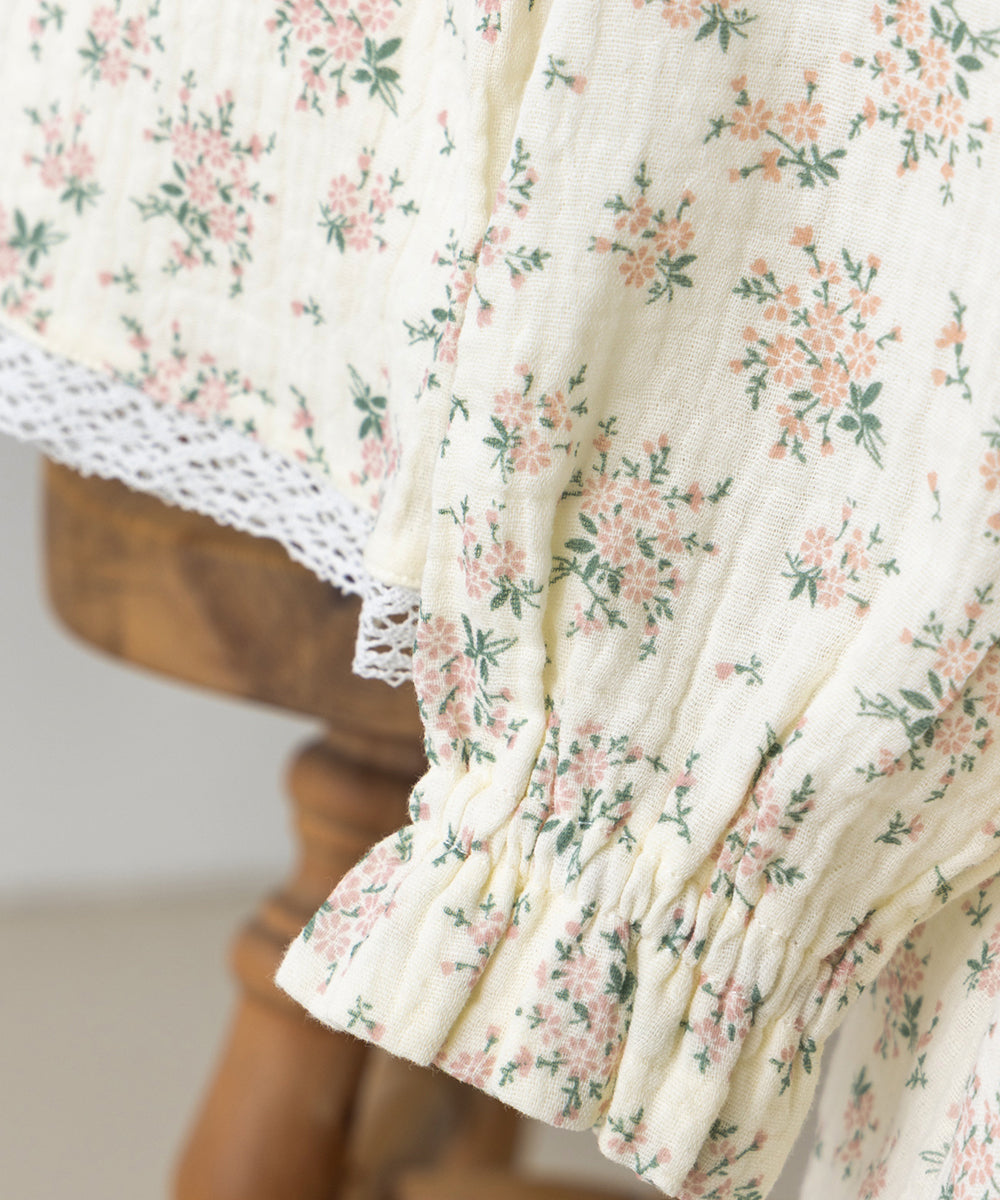 フラワープリントダブルガーゼセパレートルームウェア