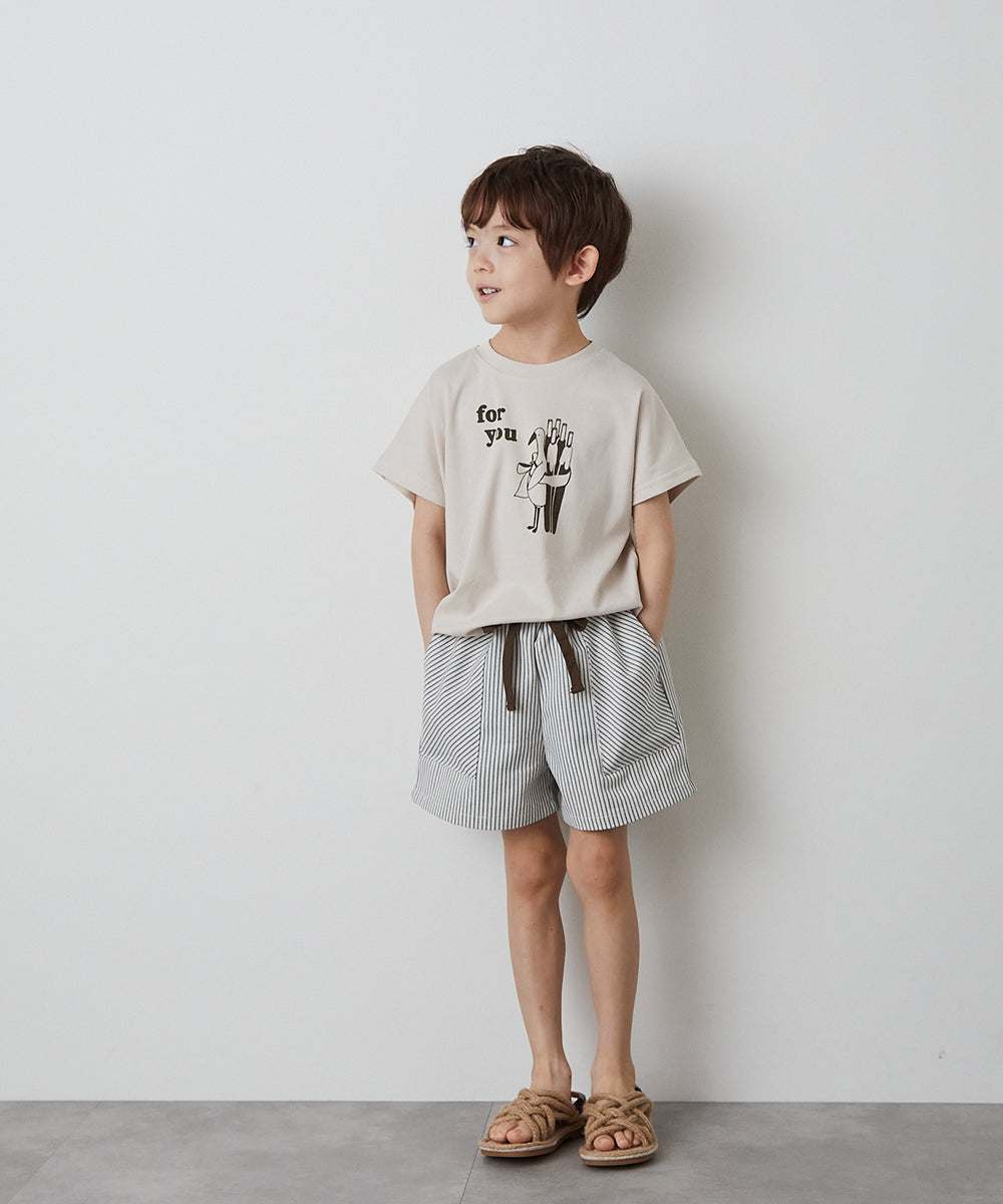 配色ドロストヒッコリーショートパンツ
