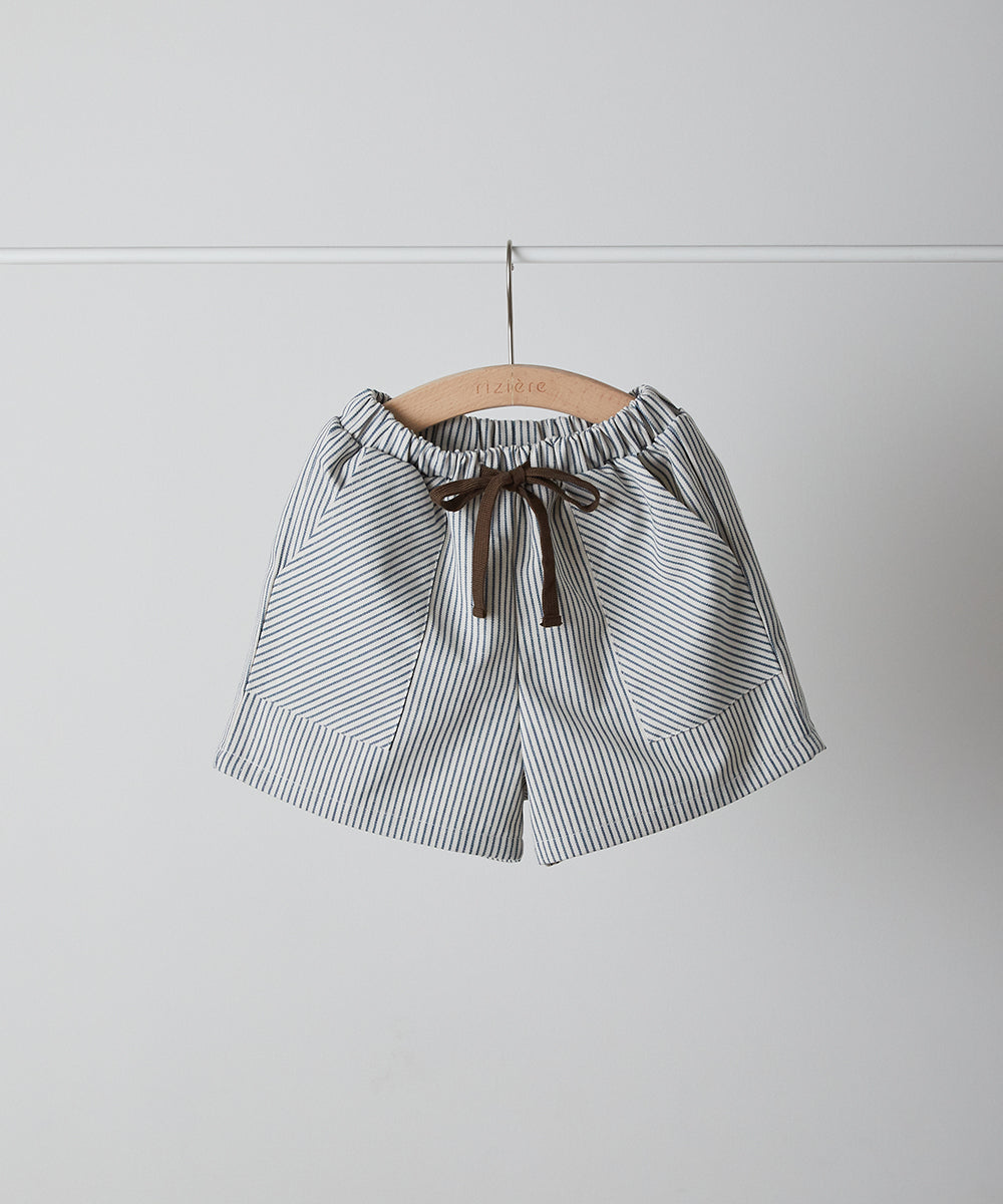 配色ドロストヒッコリーショートパンツ