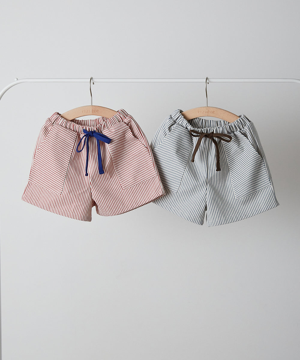 配色ドロストヒッコリーショートパンツ