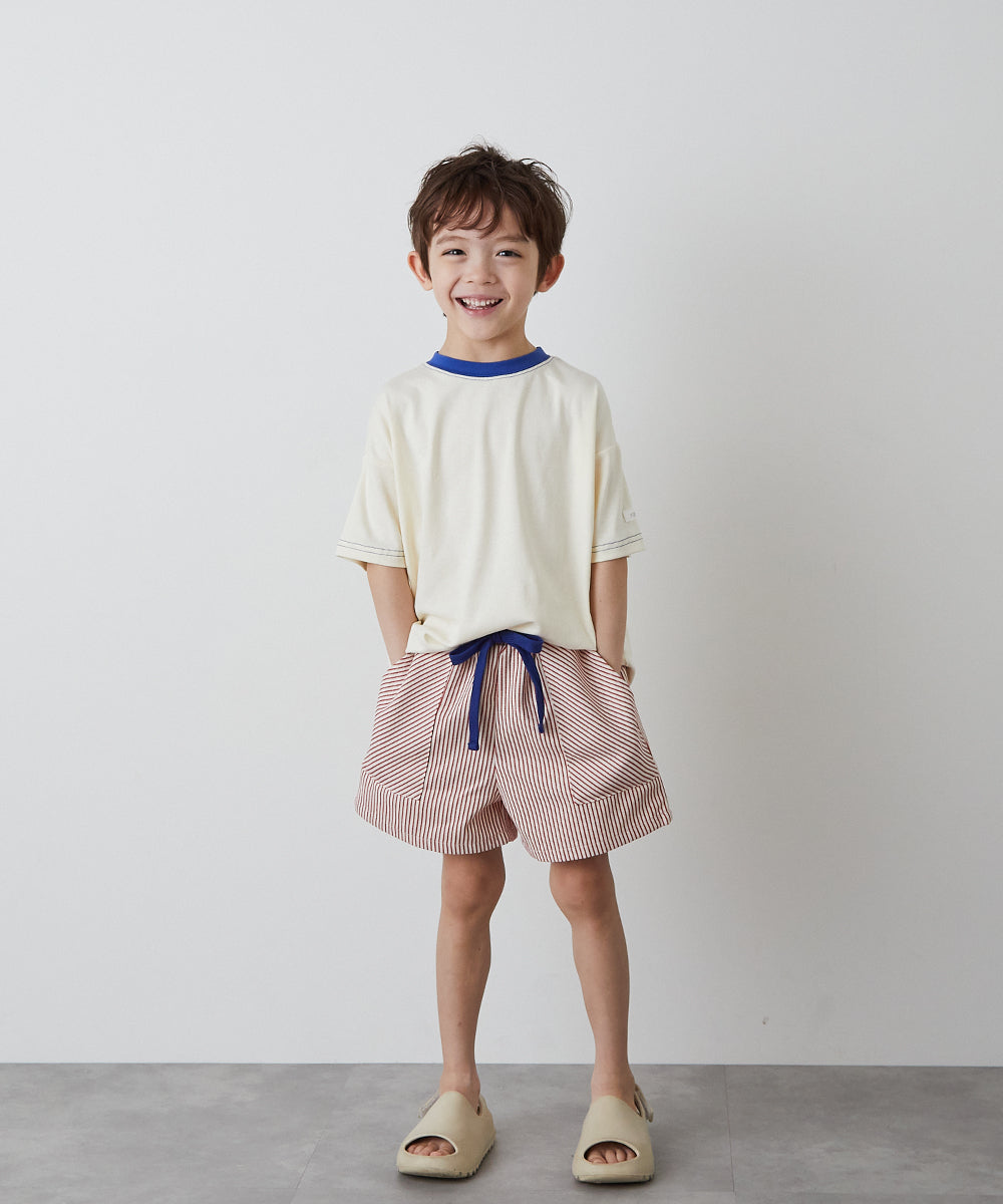 配色ドロストヒッコリーショートパンツ