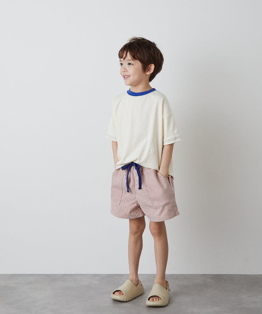 配色ドロストヒッコリーショートパンツ