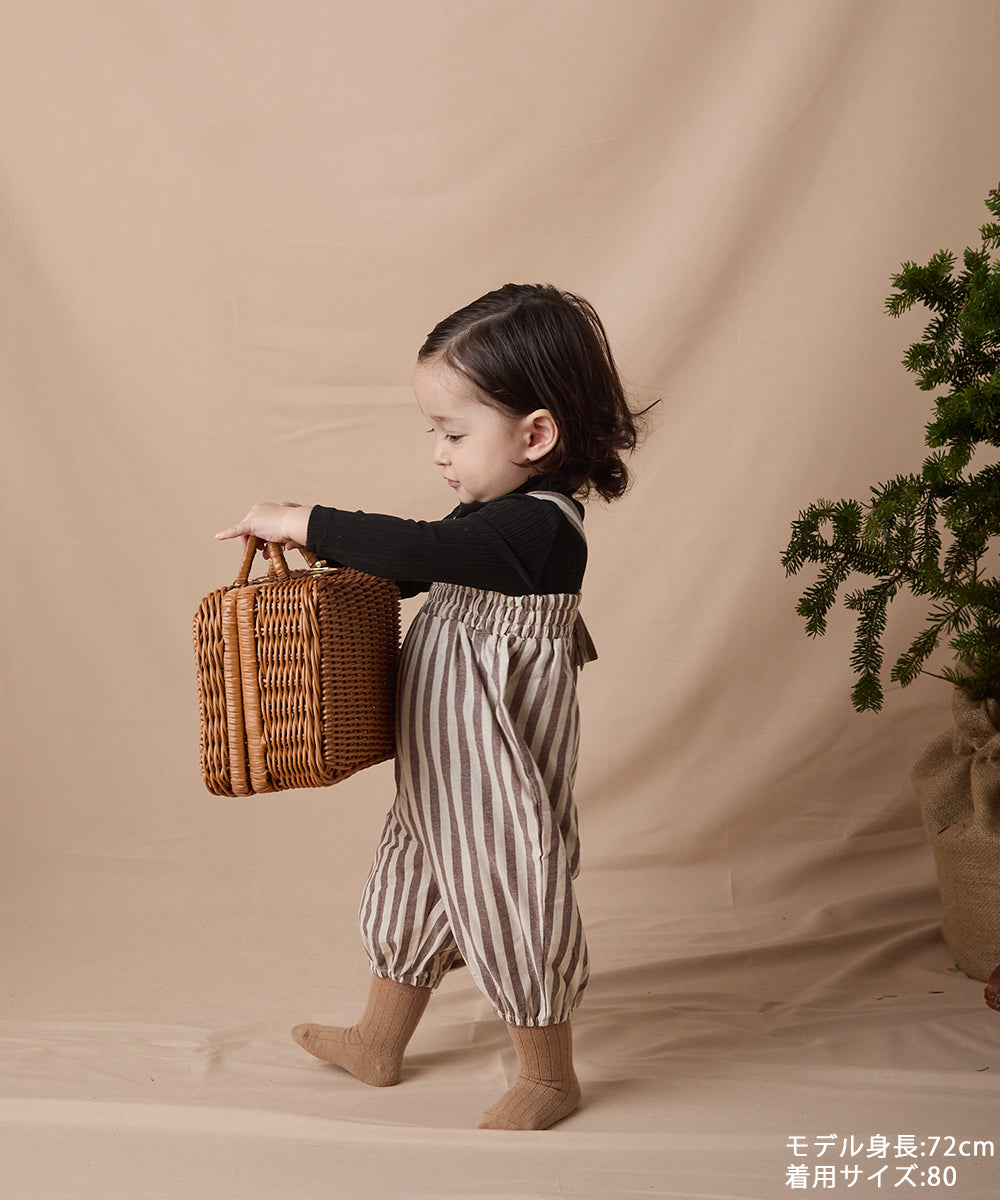 ストライプシャーリングベビーサロペット