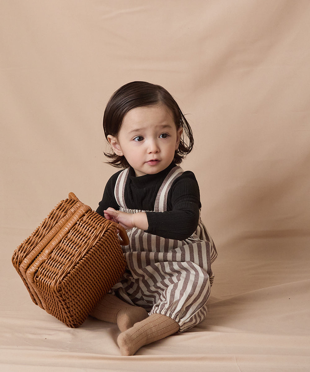 ストライプシャーリングベビーサロペット